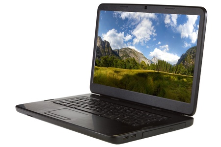 Laptop isolated on a white background.の写真素材