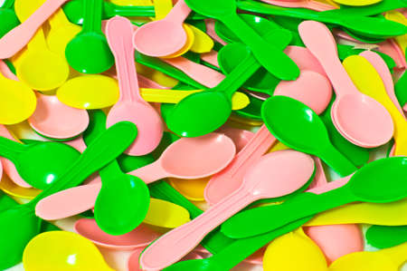 spoon pile of bright colorfulの写真素材