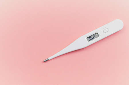 Digital thermometer with a temperature in the display of 36 degreesの写真素材