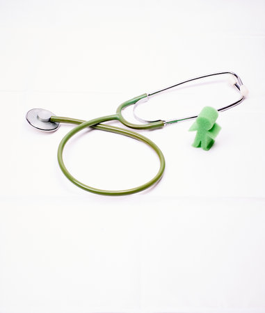 Representation of a man and an endoscope with white backgroundの写真素材