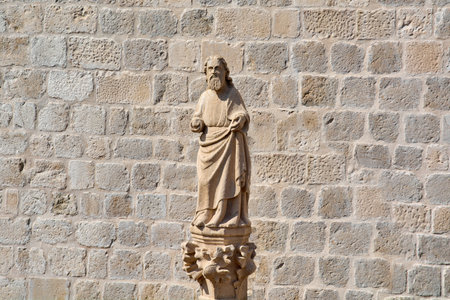 Detail of the historic sculpture at St. Savior Church, a UNESCO World Heritage Site in the Old Town of Dubrovnik, Croatia.の写真素材