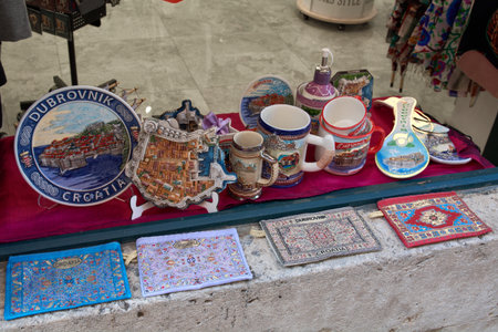 Dubrovnik. Croatia - November 27, 2025: Souvenir shop window display in Dubrovnik, Croatiaのeditorial素材