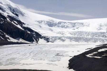 Glacier and mountains around the Columbia Icefields in Jasper National Park.の写真素材