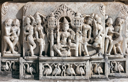  Ancient Sun Temple in Ranakpur. Jain Temple Carving.  Ranakpur, Rajasthan, Pali District, Udaipur, India. Asia.の写真素材