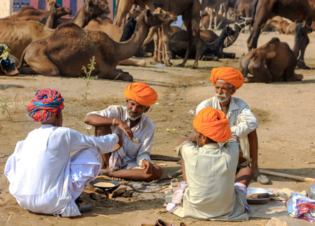 PUSHKAR, INDIA - NOVEMBER 21: An unidentified men attends the Pushkar fair on November 21, 2012 in...