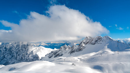 Zugspitze Glacier Ski Resort in Bavarian Alps, Germany