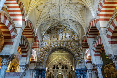 Cordoba, Andalucia, Spain - March 13, 2018:  Interior of Great Mosque of Cordoba and the Mezquita, Cathedral of Our Lady of the Assumption in Historic centre of Cordoba.のeditorial素材
