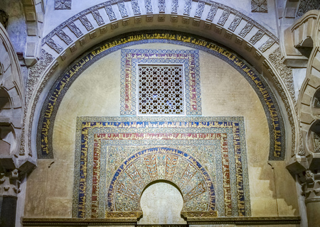Cordoba, Andalucia, Spain - March 13, 2018:  Interior of Great Mosque of Cordoba and the Mezquita, Cathedral of Our Lady of the Assumption in Historic centre of Cordoba.のeditorial素材