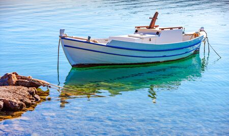 Fishing boat off the coast of Crete, Elounda, Mirabello Bay,
Greeceの写真素材