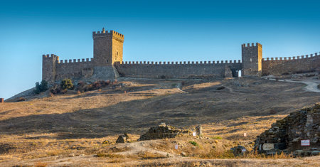 Genoese fortress - a fortress in the city of Sudak, Crimea.の写真素材