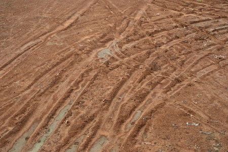 laterite mud wheel trackの写真素材
