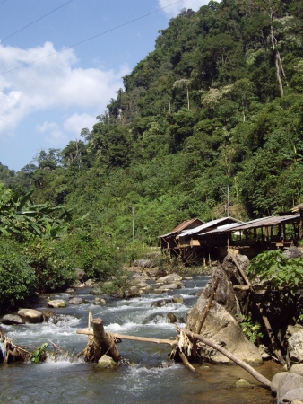 rural waterfall, Laosの写真素材