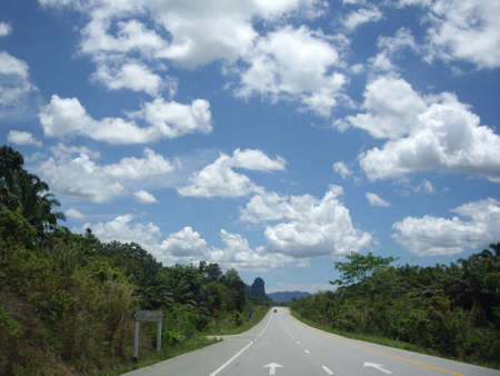 beatiful southern road, Thailandの写真素材