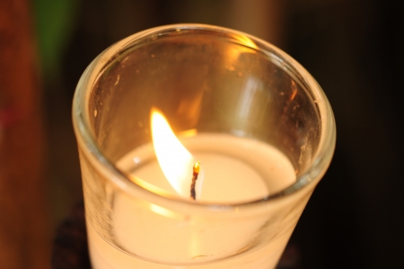 glass cup candleの写真素材