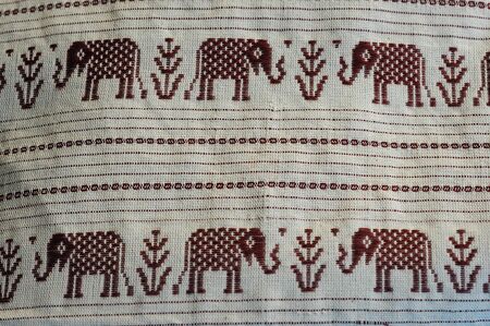 Thai cotton handmade cloth-elephantの写真素材