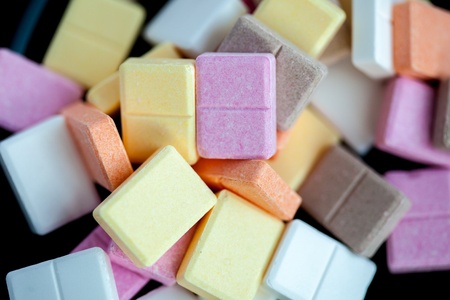 Colourful candies on a black backgroundの写真素材