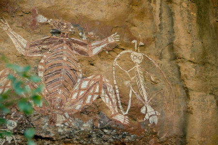 aboriginal rock art in Kakadu National park, Northern Territories, Australiaの写真素材
