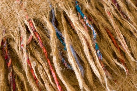 detail of a woolen blanket  with fringes