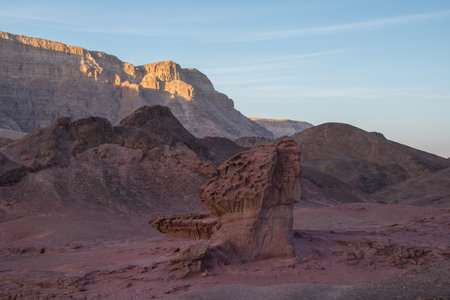 View of Timna National Park at sunset