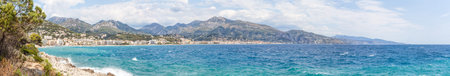 View to town Menton on French Riviera, Cote d'Azur, Franceの写真素材