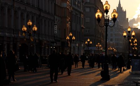 Moscow, Arbat , lightsのeditorial素材