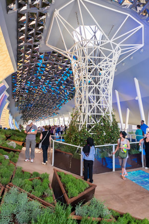 MILAN ITALY  JUNE 6 2015: People visit Iran pavilion at Expo 2015 universal exposition on the theme of food  feed the planet.のeditorial素材