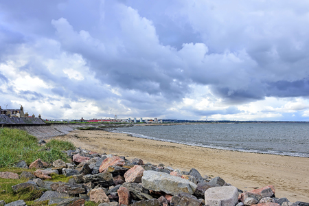 View of Aberdeen beach. Aberdeen is Scotland's third most populous city and the United Kingdom's 37th most populous built-up area, with an official population estimate of 220,420.の写真素材