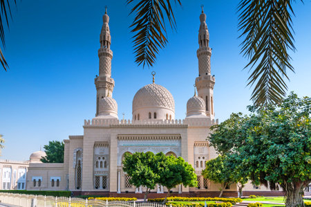 Dubai, UAE - January 08, 2012: View of Jumeirah Mosque. This is a mosque in Dubai City and It is said that it is the most photographed mosque in all of Dubai. Organized tours are available for non-Muslims.のeditorial素材
