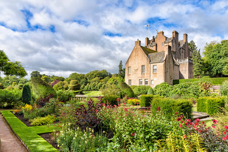 Banchory, United Kingdom - August 18, 2014: View of 16th-century Crathes Castle. The castle and grounds are presently owned and managed by the National Trust for Scotland and are open to the publicのeditorial素材