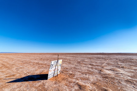 El Gouera, Morocco - December 26, 2017: Advertising sign in the middle of nowhere in southern Morocco, on the road to the Algerian borderのeditorial素材