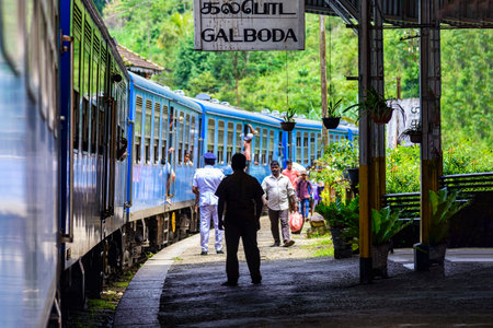 Galboda, Sri Lanka - August 19, 2017: The train station of Galboda, located in Nuwara Eliya District. Galboda is know for Galboda Falls, a local tourist attractionのeditorial素材