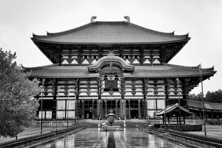 Nara, Japan - April 29, 2014: The Todai Ji Buddhist Temple, that was once one of the powerful Seven Great Temples of Nara. It's famous for housing the world's largest bronze statue of the Buddhaのeditorial素材