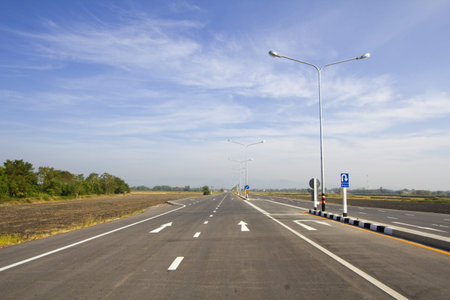 Perspective road yellow dot line and white line 