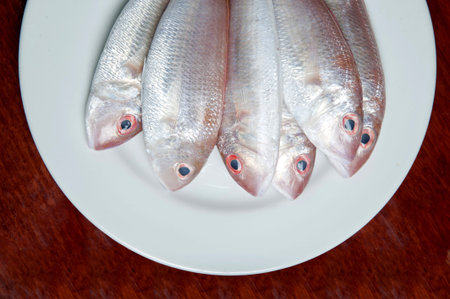 Fresh raw fish on a plate. 