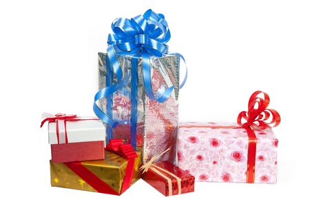 Colorful gift box on white background の写真素材