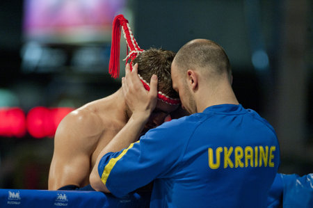 BANGKOK THAILAND- MAR19: Unidentified players in World Thai Martial Arts Festival in Pro-Am Muaythai World Championships on MARCH19, 2011 at MBK in Bangkok Thailand のeditorial素材