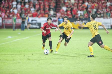 NONTHABURI THAILAND - MAY 25 :the AFC CUP between Muang Thong UTD vs 
Al Ahed Fc on May 25, 2011 at Yamaha Stadium in Nonthaburi, Thailand のeditorial素材