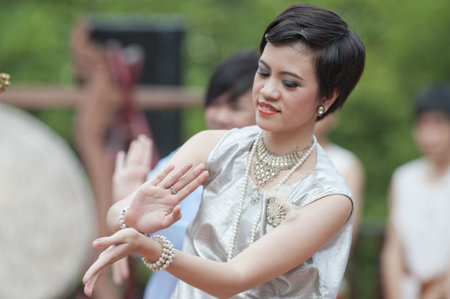 BANGKOK, THAILAND - JULY 10 : Thai traditional dance. This is the parade of making traditional merit...