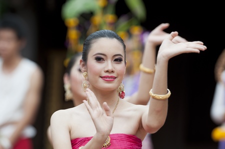 BANGKOK, THAILAND - JULY 10 : Thai traditional dance. This is the parade of making traditional merit of people from the northern territory of Thailand, July 10, 2011 in Bangkok, Thailand. のeditorial素材