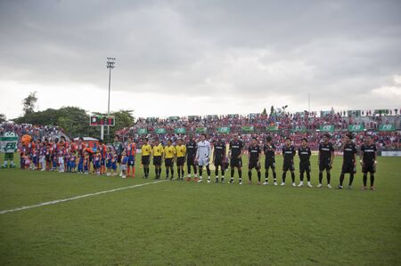 BANGKOK THAILAND- AUGUST 10 : Thai Premier League (TPL) between Muangthong United vs Bangkok Glass Fc on August 10, 2011 at Yamaha Stadium Bangkok, Thailand のeditorial素材