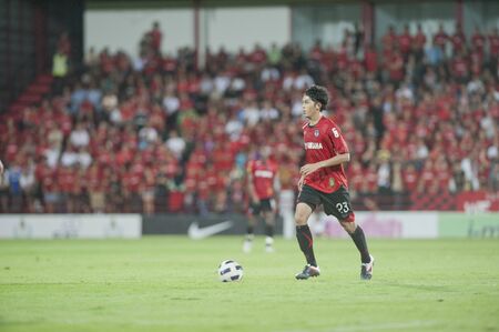 BANGKOK THAILAND- AUGUST 10 : Thai Premier League (TPL) between Muangthong United vs Bangkok Glass Fc on August 10, 2011 at Yamaha Stadium Bangkok, Thailand のeditorial素材