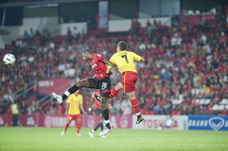 BANGKOK THAILAND- AUGUST 14 : Thai Premier League (TPL) between Muangthong United vs Osotsapa Saraburi on August 14, 2011 at Yamaha Stadium Bangkok, Thailand のeditorial素材