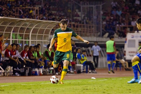 FIFA World Cup 2014 between Thailand (B) and Australia (Y) at Supachalasai National Stadium on November 15, 2011 in Bangkok, Thailandのeditorial素材