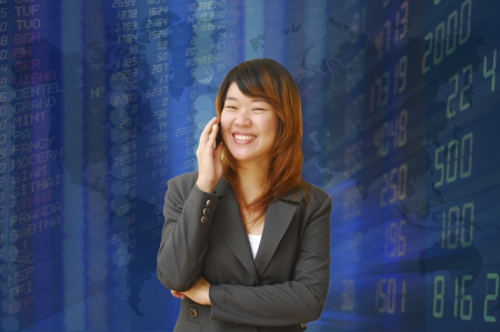 Businesswoman or stock broker の写真素材