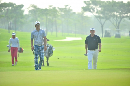 CHONBURI - DECEMBER 14 : Ryo Ishikawa of Japan player in aciton during Thailand Golf Championship 2013 at Amata Spring Country Club on December 14, 2013 in Chonburi, Thailand. のeditorial素材