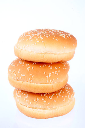 Hamburger bun on white bankground
