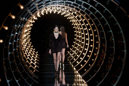 BANGKOK THAILAND-OCT 12 : A model walks on the catwalk showing from KwanKao Venue byBan & Jade show at Elle fashion week  Autumn/Winter 2014 at Bangkok on Oct 12,2014 inThailandのeditorial素材