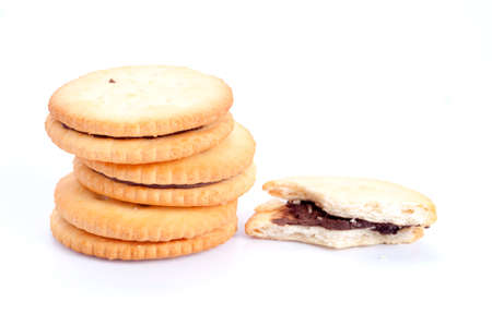 cookies in stack isolated on whiteの写真素材