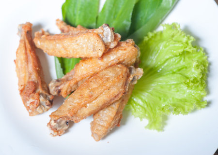 Golden brown fried chickenの写真素材