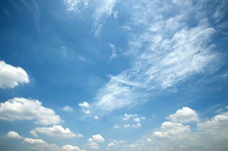 Beautiful Blue Sky Background Template With Some Space for Input Text Message Below Isolated on Blue skyの写真素材